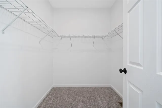 a view of a room with racks on the wall