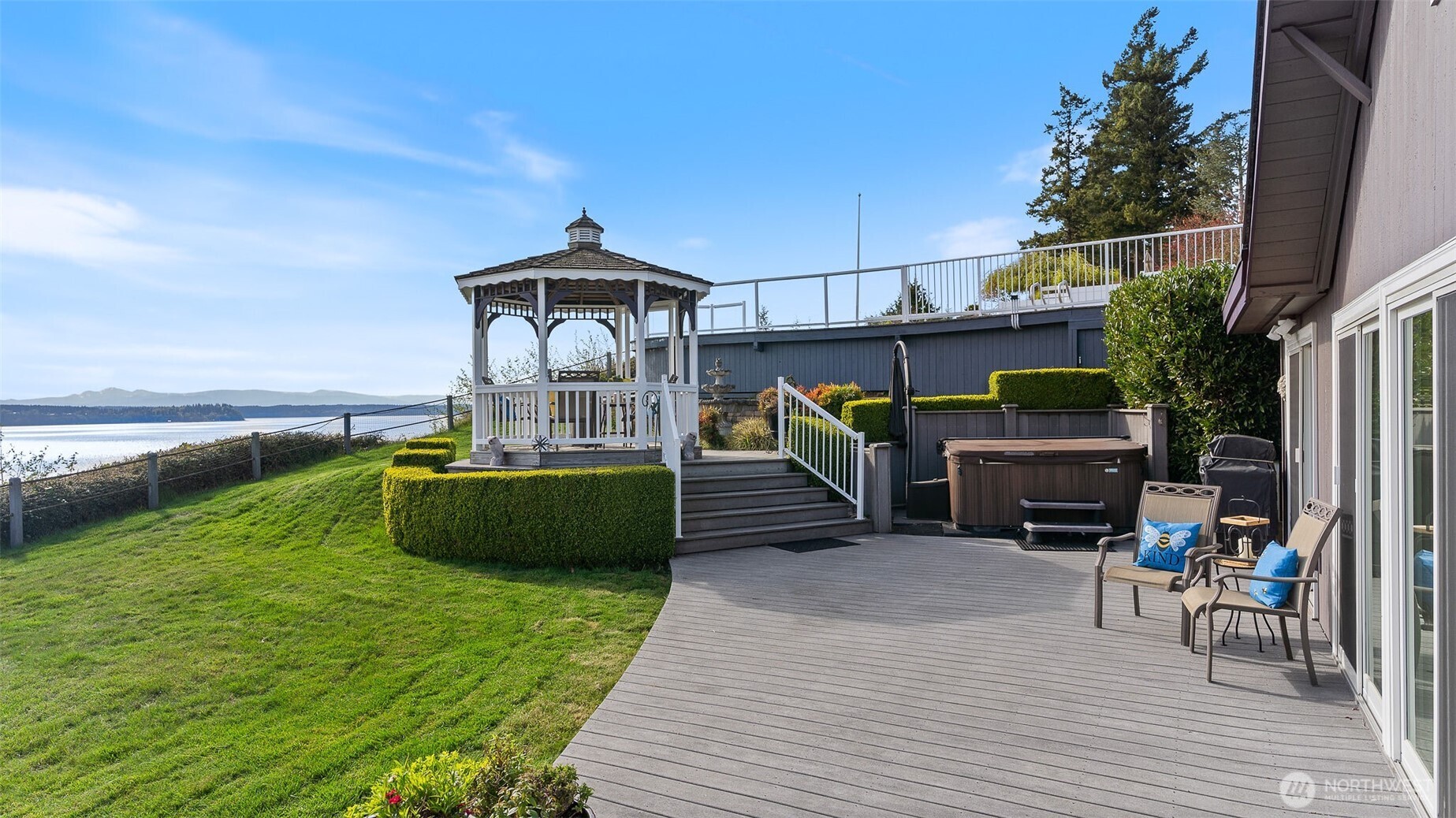 1406 Potlatch Beach Road Marysville, WA 98271 - Photo 29 of 40 a view of a deck with wooden floor and a yard