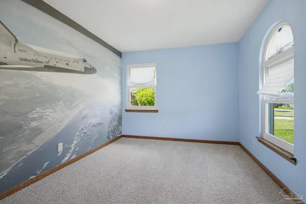 a view of a room with a door