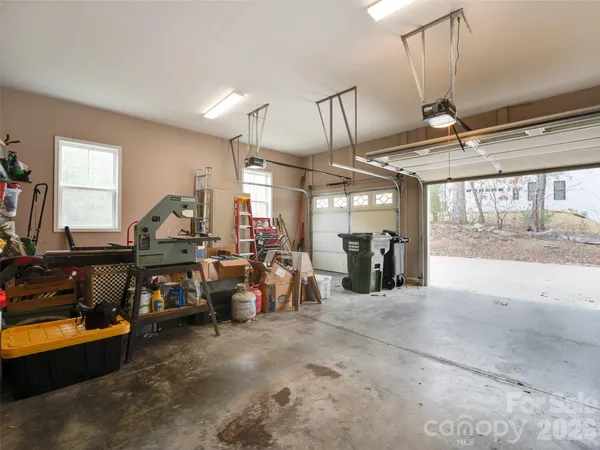 a view of a park with large trees