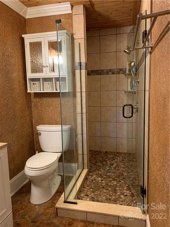 1115 Gouges Branch Road Leicester, NC 28748 - Photo 16 of 48 a bathroom with a toilet and a shower