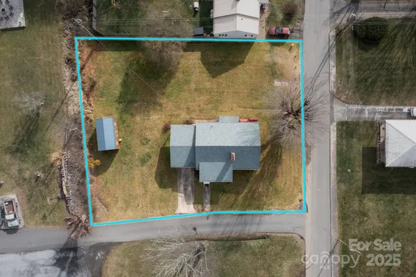 an aerial view of a house