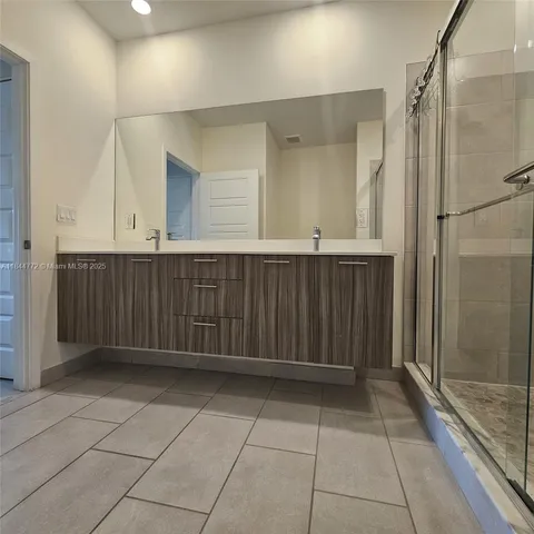 a view of a bathroom with a shower