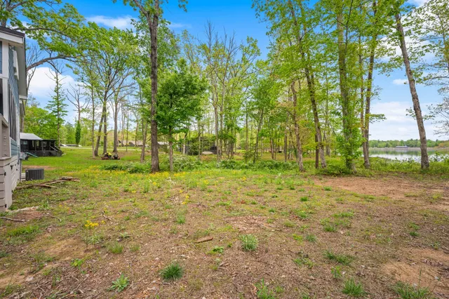 a backyard of a house with lots of green space