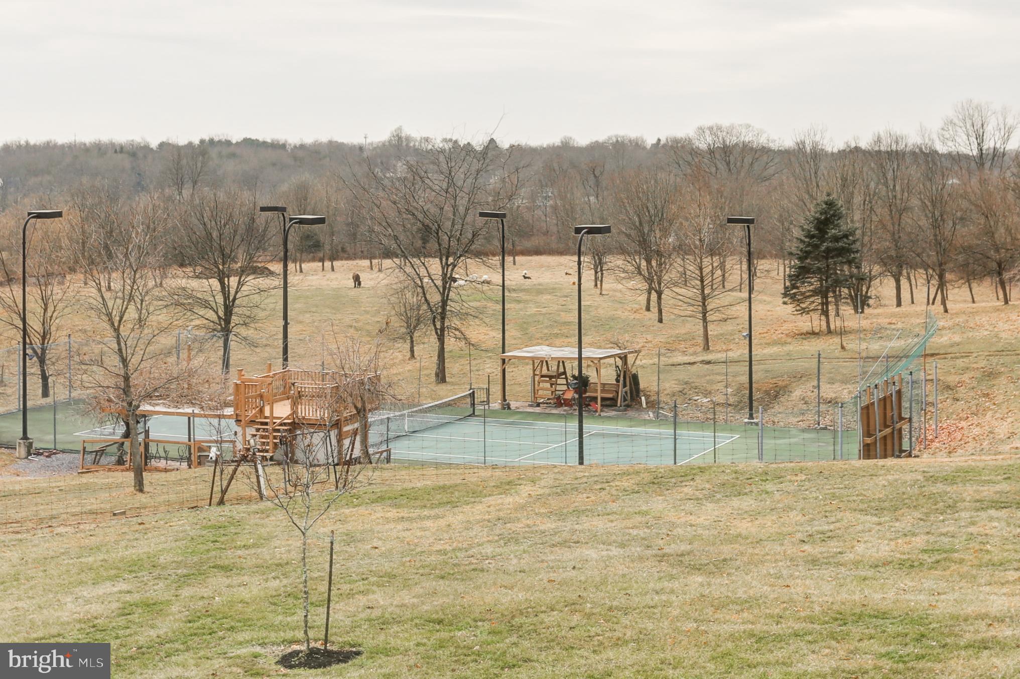 316 Sample Bridge Road Mechanicsburg, PA 17050 - Photo 75 of 102 Tennis Court with Sheep Grazing in Background