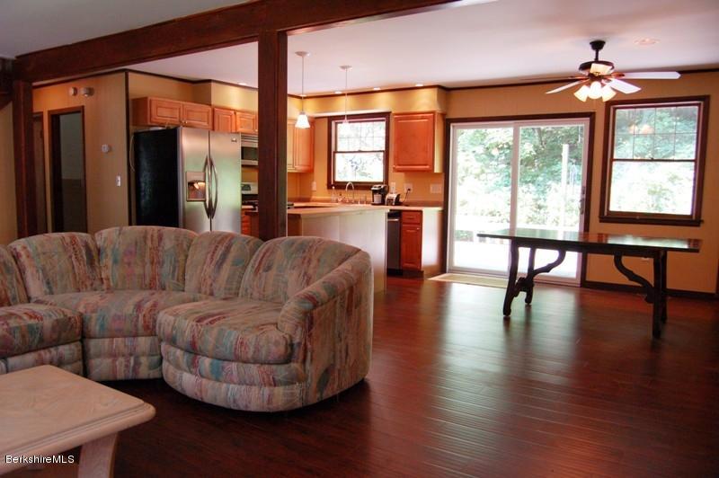 open living/dining/kitchen area