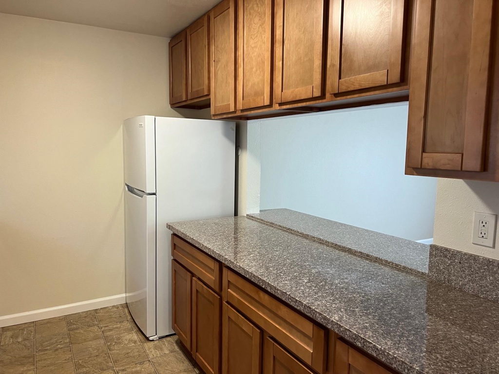 36976 Mulberry Street Newark, CA 94560 - Photo 7 of 29 a kitchen with granite countertop a refrigerator and cabinets