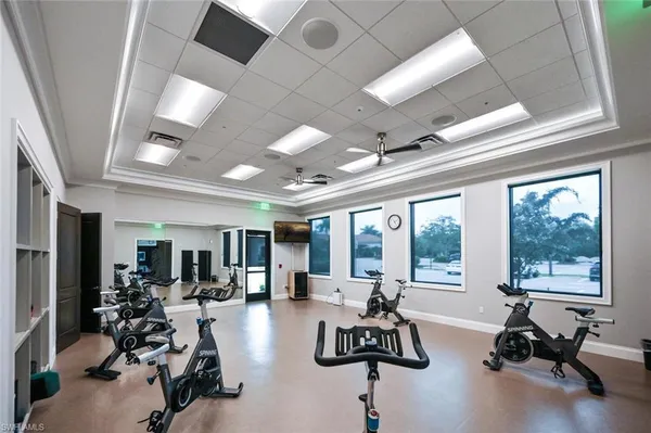 a view of a room with gym equipment