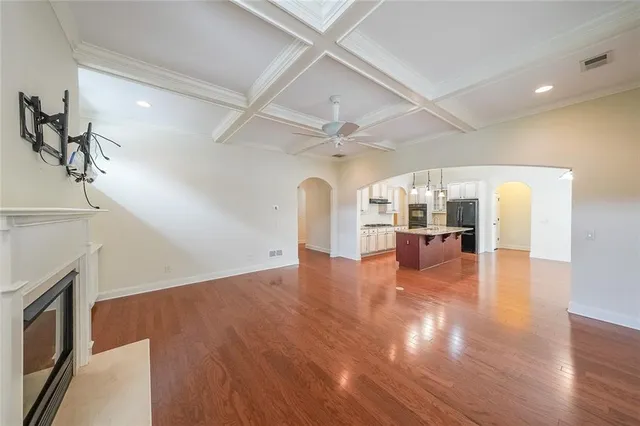 a view of a livingroom with a fireplace