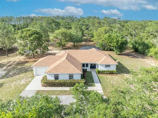 an aerial view of a house