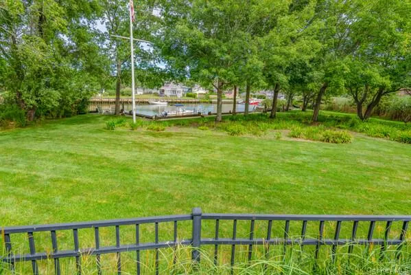 a view of a garden with a bench