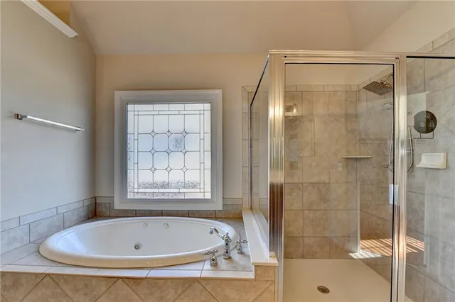 a bathroom with a toilet a sink a mirror a bathtub and vanity