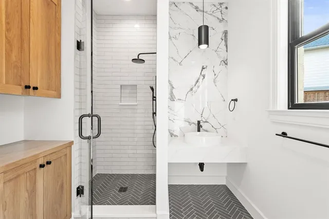 a bathroom with a shower