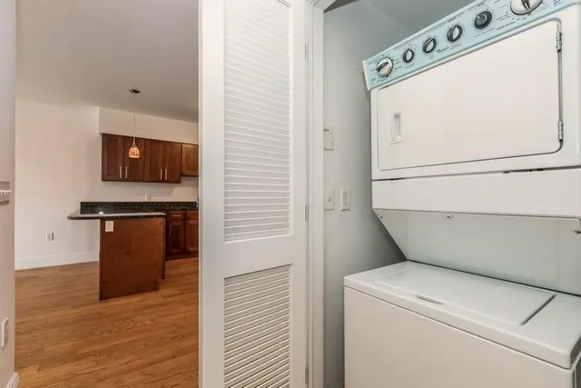 a view of kitchen with washer and dryer