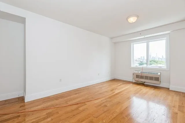 an empty room with windows