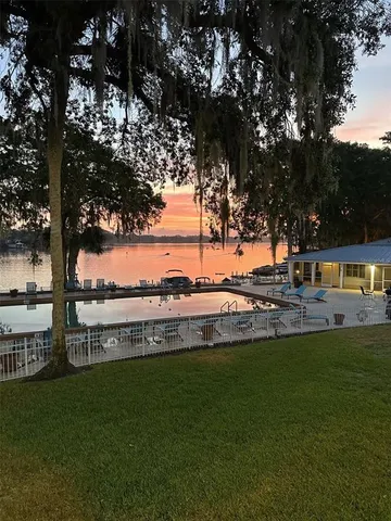 a view of a garden with an outdoor space