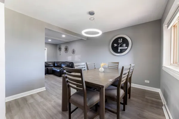 a view of a dining room and livingroom