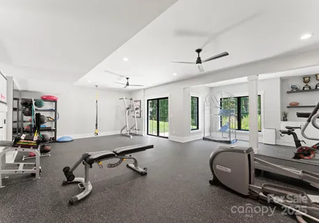 a view of a room with gym equipment