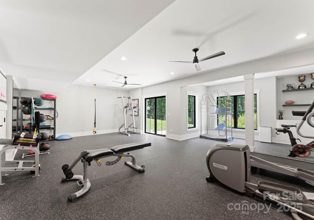 a view of a room with gym equipment