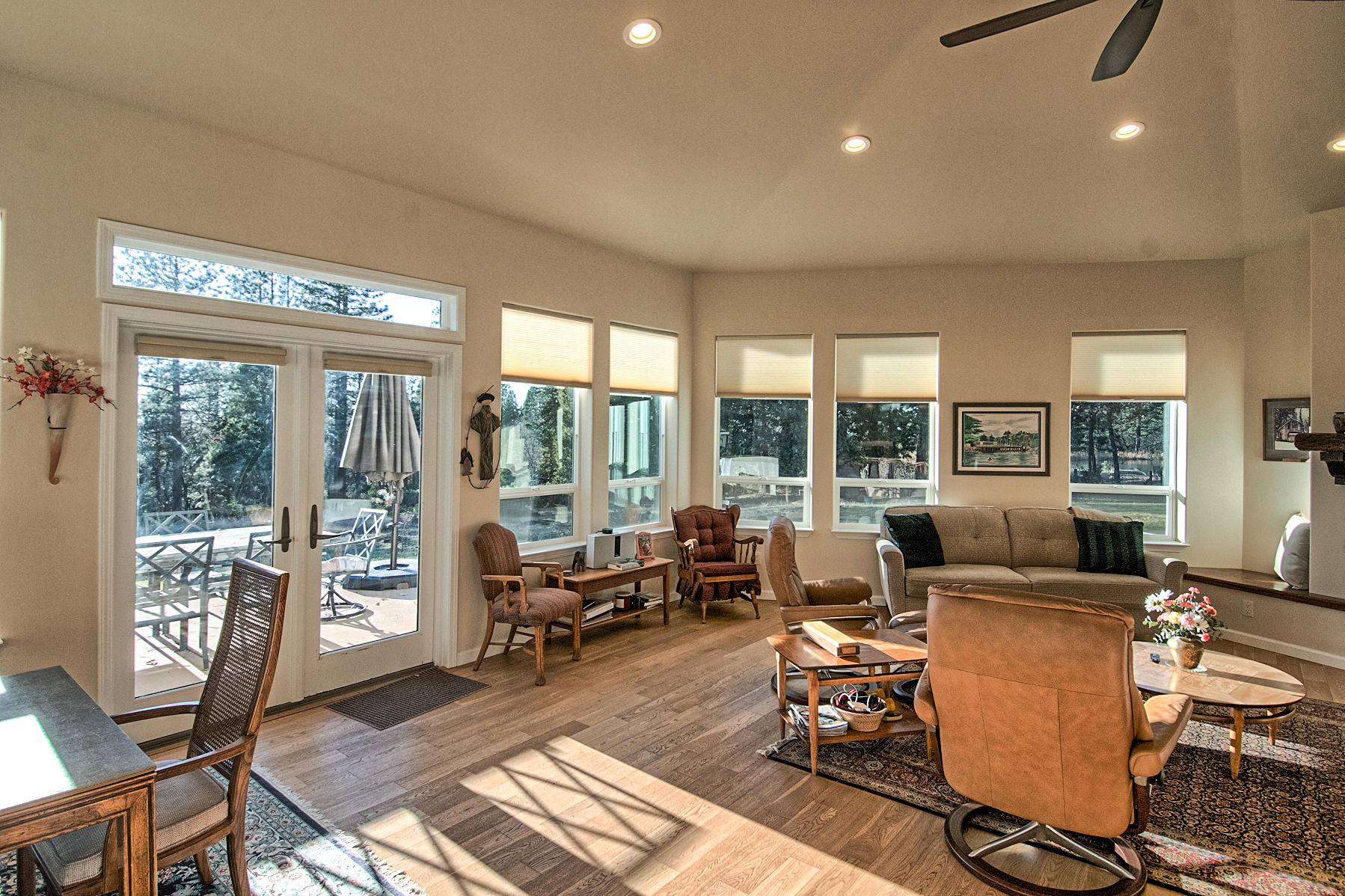 32505 Forwards Ml Road Manton, CA 96059 - Photo 41 of 70 a living room with furniture and a floor to ceiling window