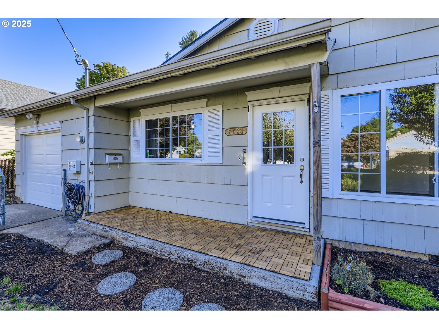 front view of a house with a room