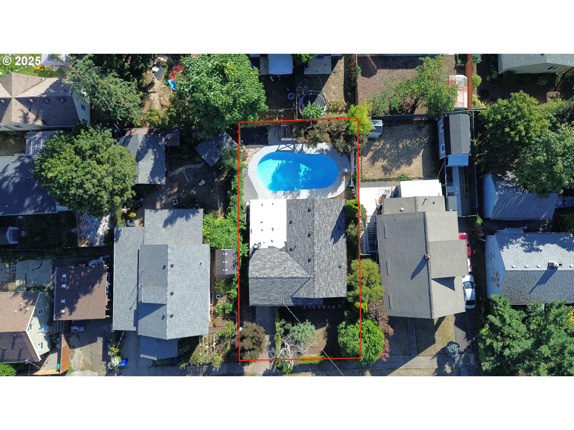 6524 Southeast 86th Avenue Portland, OR 97266 - Photo 30 of 30 an aerial view of a house with a swimming pool a yard and outdoor seating