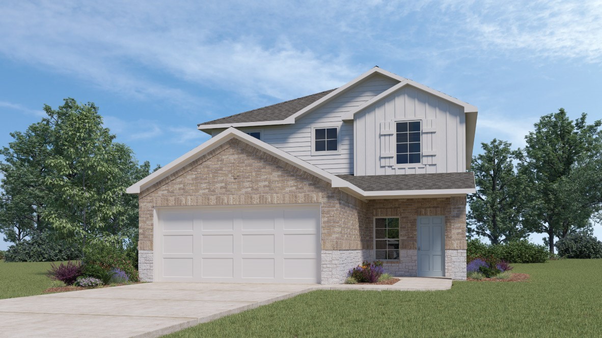 13808 Howser Trace Manor, TX 78653 - Photo 1 of 1 a front view of a house with a yard and garage
