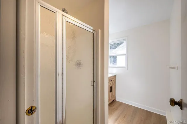 a view of a bathroom from a bathroom