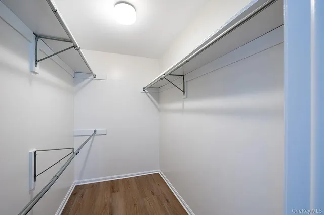 a view of a room with racks on the wall