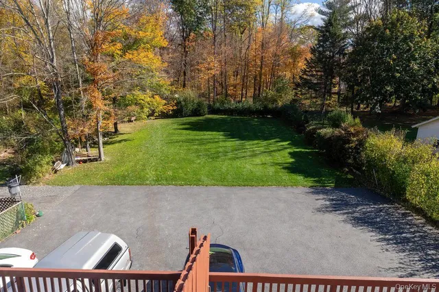 a view of backyard with green space