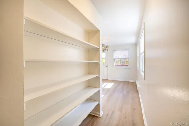 a view of an empty walk in closet