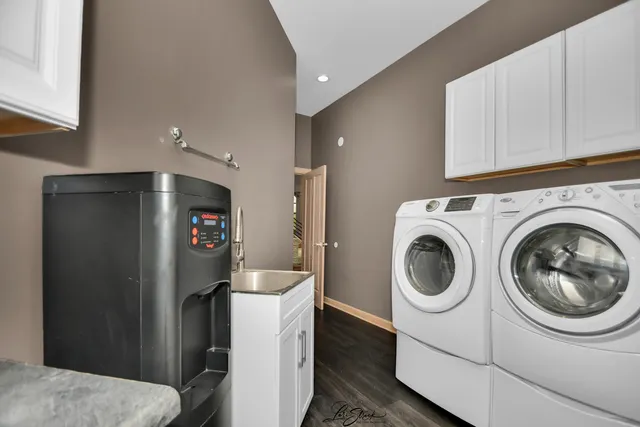 a view of roof deck with a dining table and chair with wooden floor