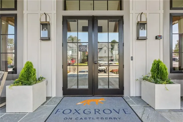 a view of a pathway both side of building