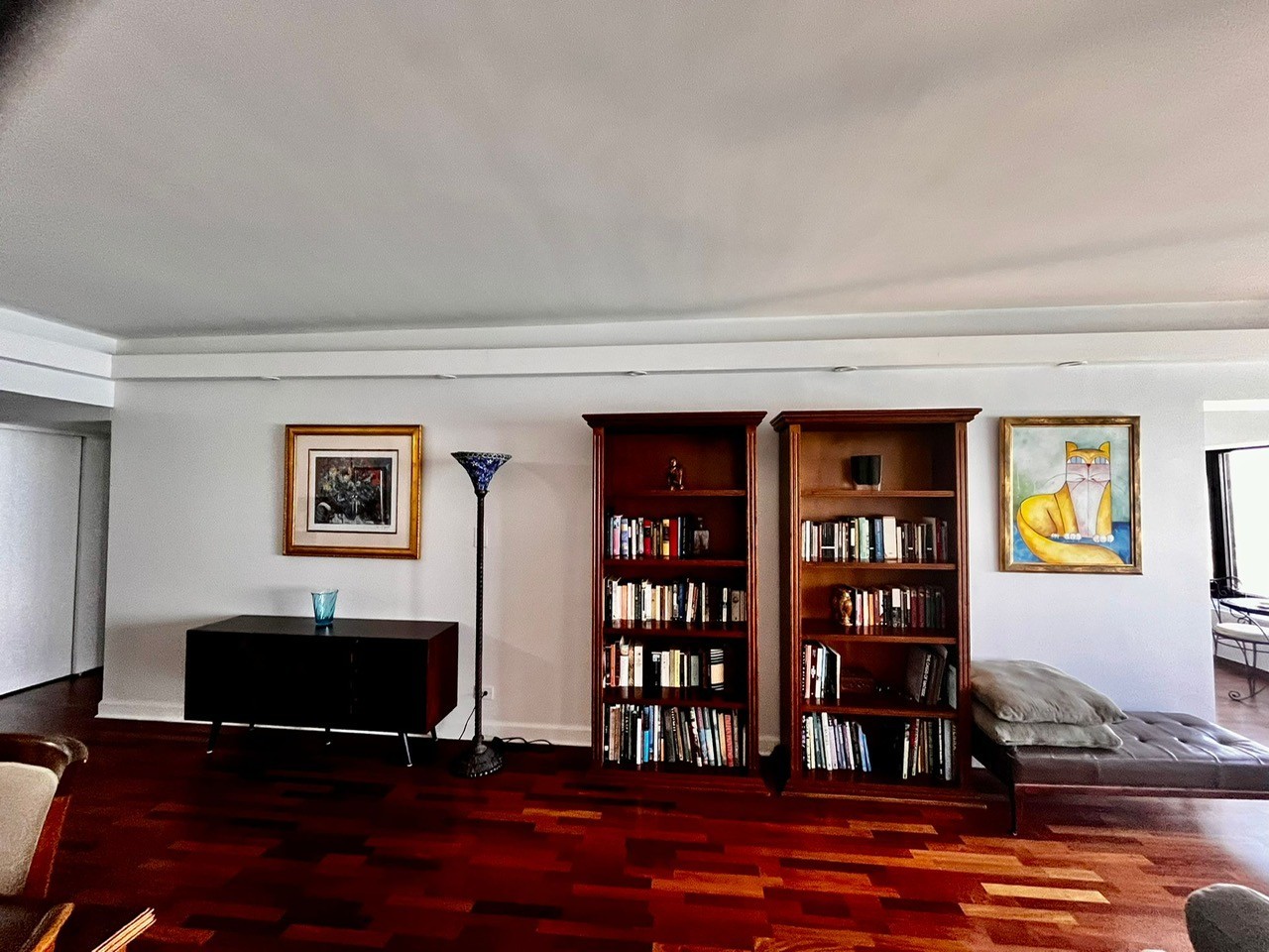 175 East Delaware Place, Unit 4603 Chicago, IL 60611 - Photo 6 of 17 a living room with furniture and a bookshelf