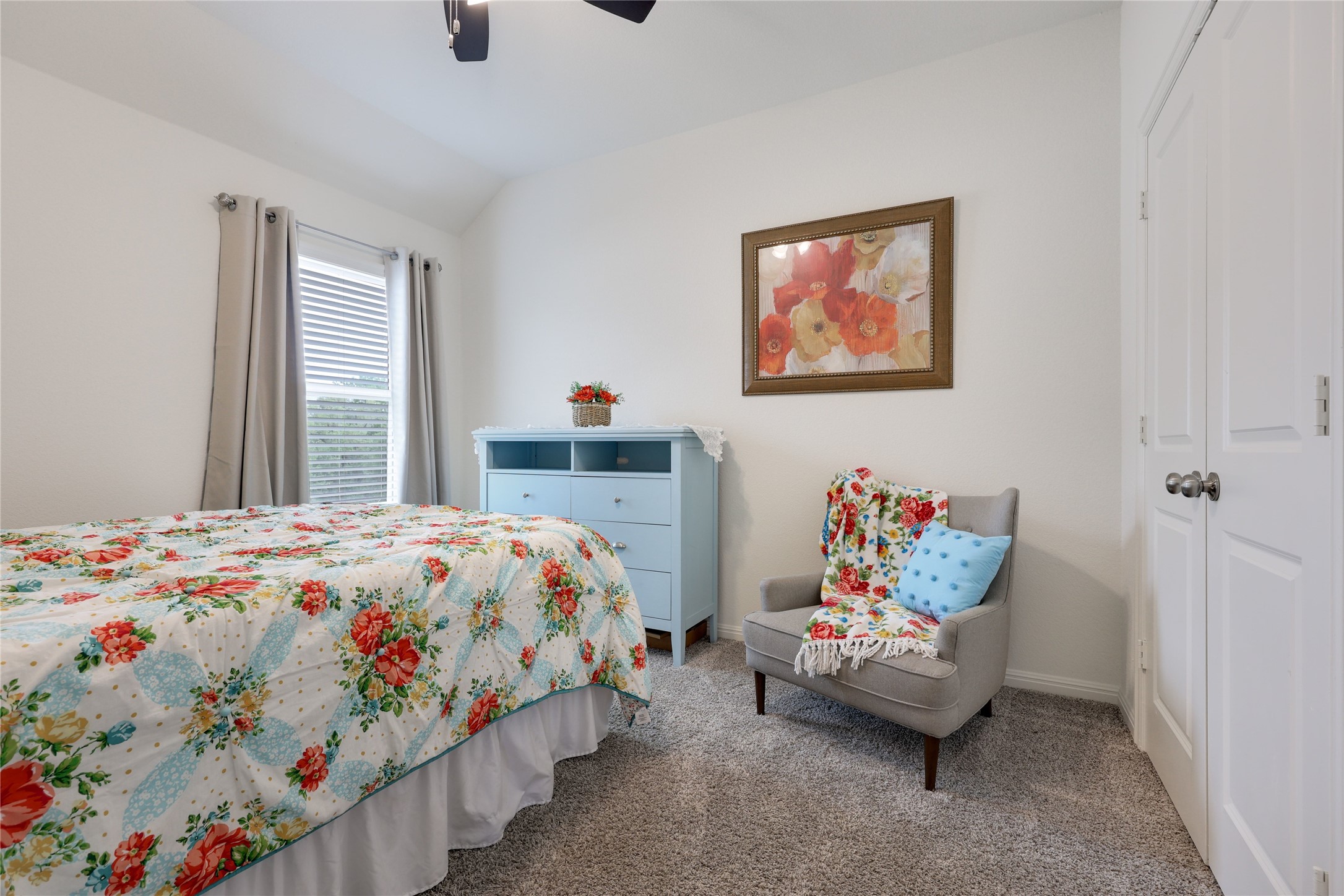 240 Prato Place Georgetown, TX 78628 - Photo 27 of 40 This interior space features carpeted flooring, a window with blinds, and white walls