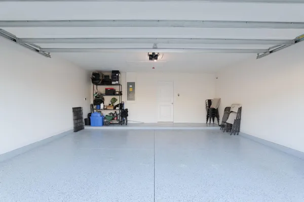 a view of a room with rack and bicycle