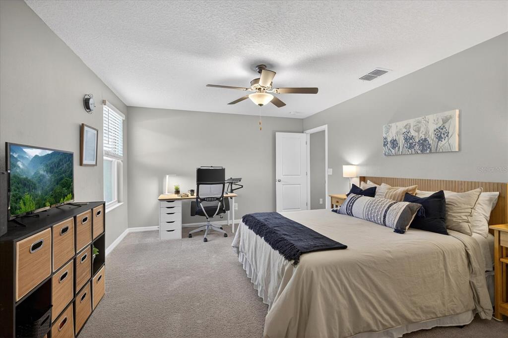 6115 Apple Snail Avenue New Port Richey, FL 34653 - Photo 16 of 59 a bedroom with a bed and a flat screen tv