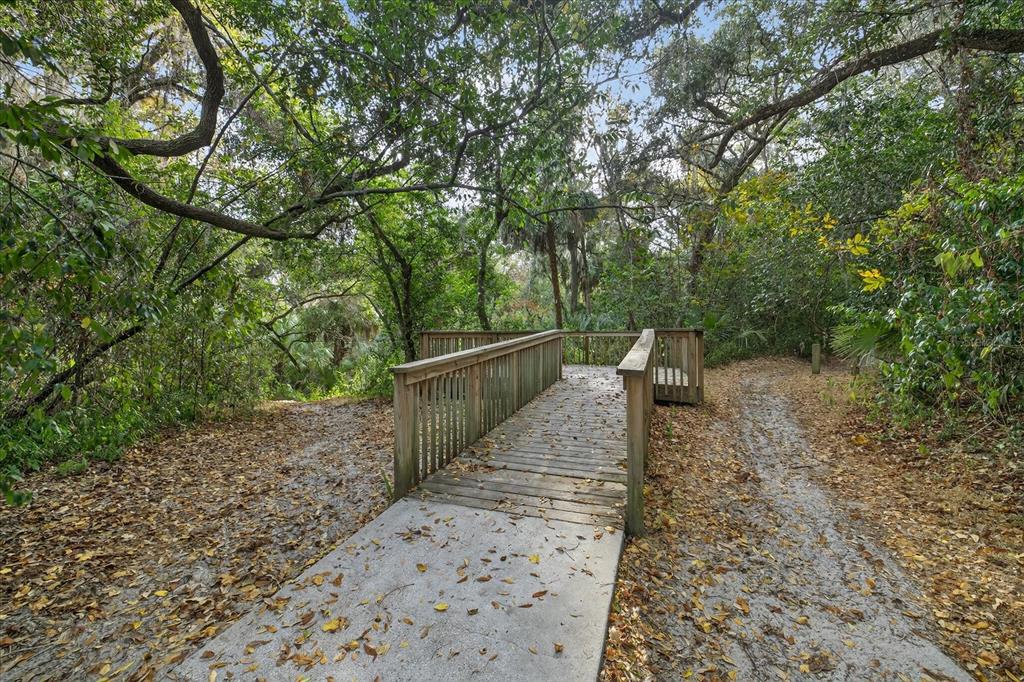 6115 Apple Snail Avenue New Port Richey, FL 34653 - Photo 57 of 59 a view of a pathway with a bench in backyard