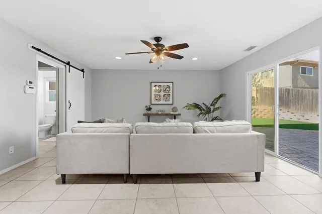 a living room with furniture