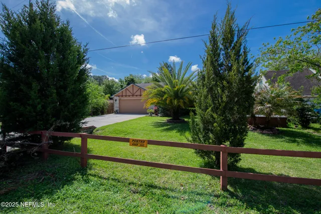 a view of a bench in a garden