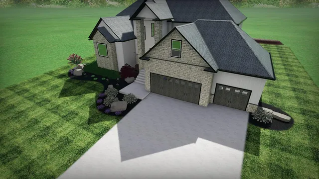 a front view of a house with garden