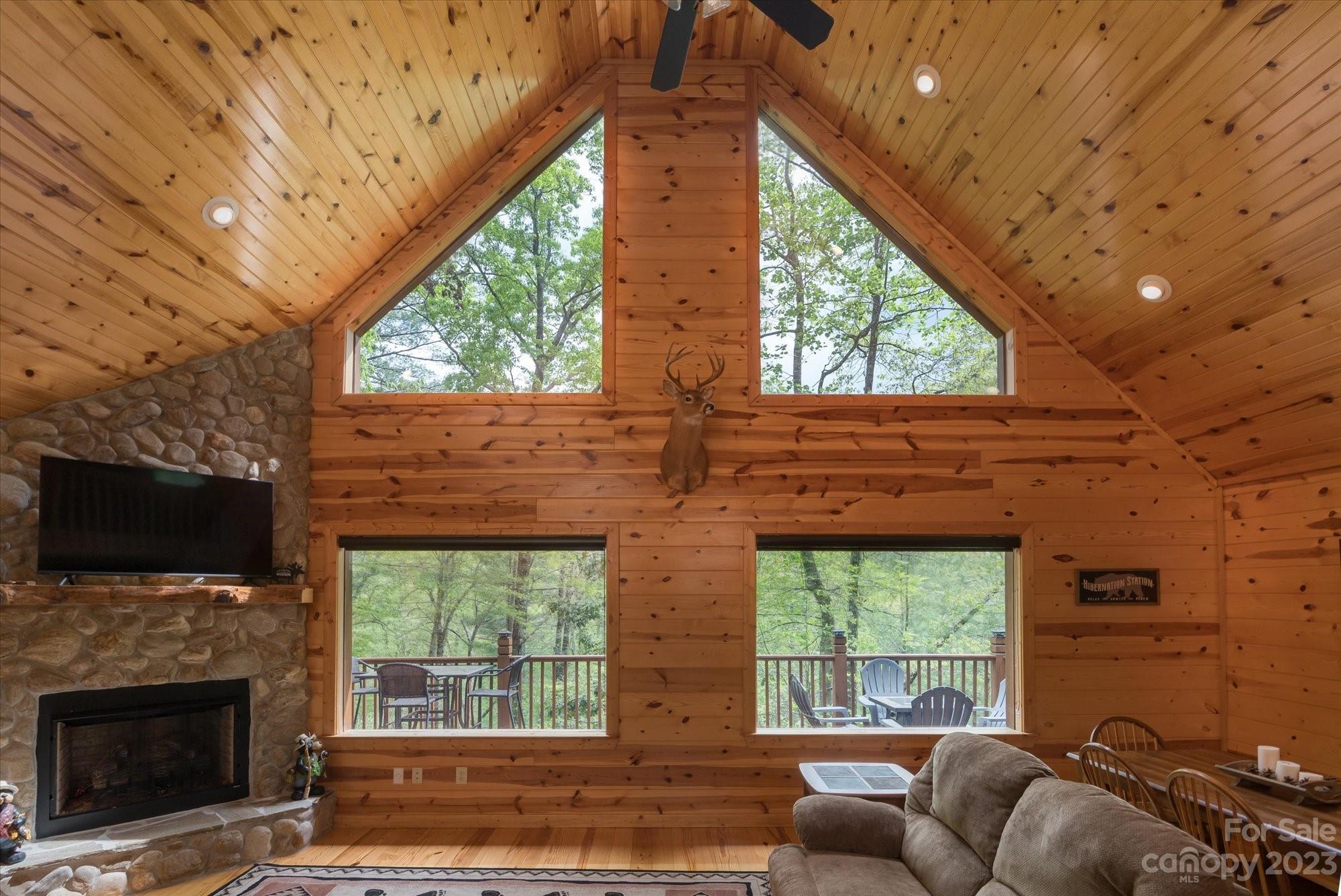 144 Camp David Road Murphy, NC 28906 - Photo 3 of 46 a living room with couches a flat screen tv and a fireplace