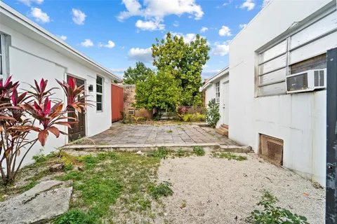 a view of a backyard with plants
