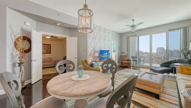 a view of a balcony with city view