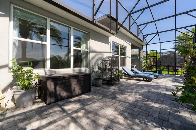 a view of an swimming pool and an outdoor space