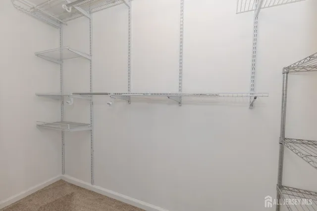 a view of an empty walk in closet