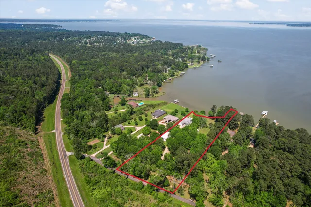 a view of a garden with a lake