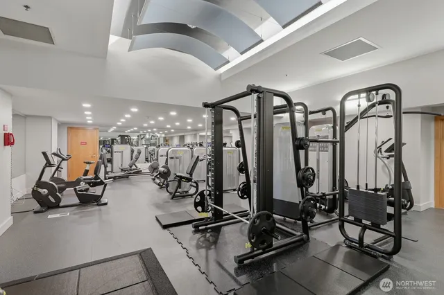 a view of a room with gym equipment