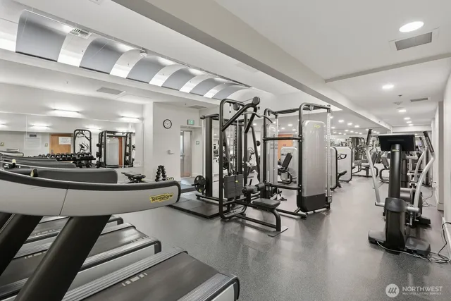 a view of a room with gym equipment