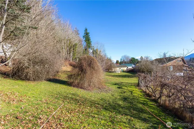 a backyard of a house with lots of green space